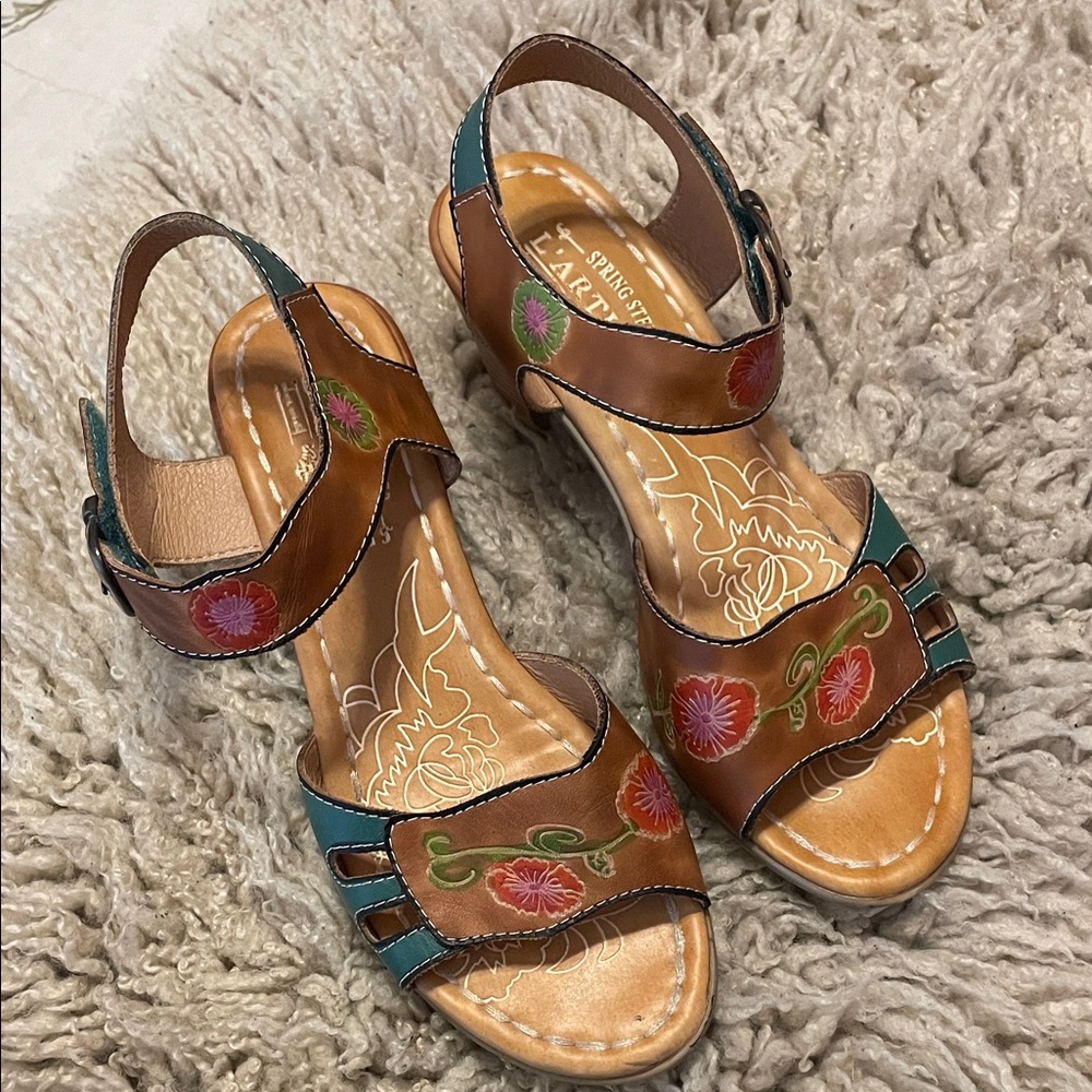 Spring Step L’ Artiste genuine leather sandals. Size 38